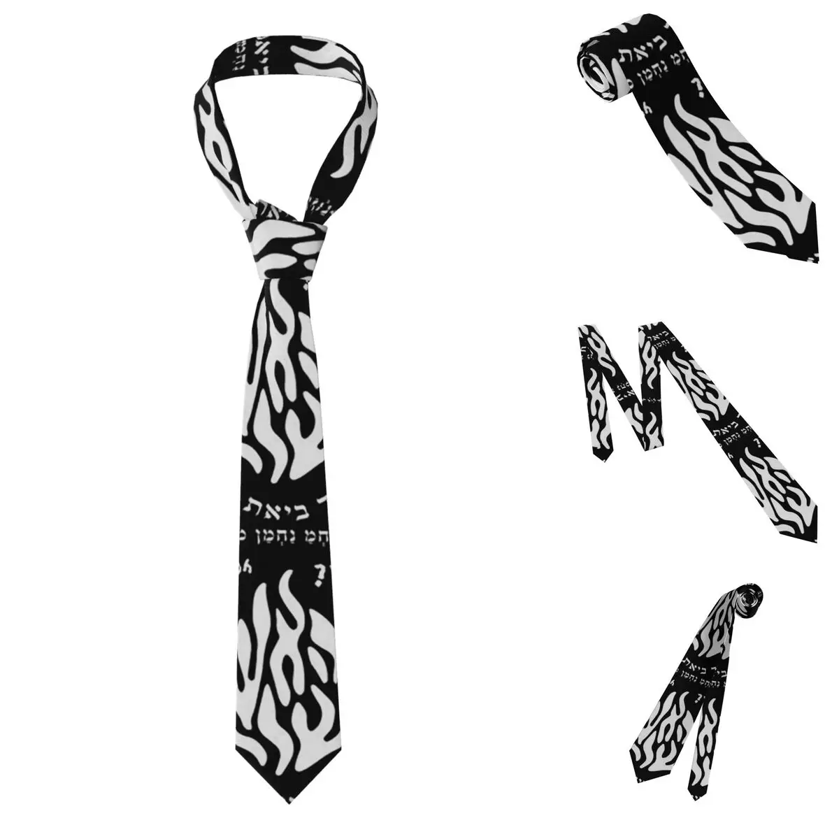 My Fire Rebbe Nachman Hebrew 13 Necktie for Men Silk Polyester Slim Neck Ties Wedding Business Tie Casual Gravatas
