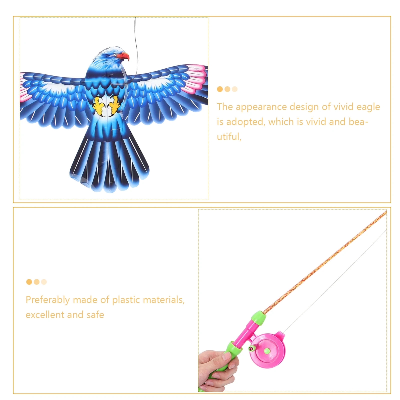 Canna da pesca Aquilone Design realistico dell'aquila Giocattolo per aquiloni per uccelli portatile leggero per bambini all'aperto per giochi di attività