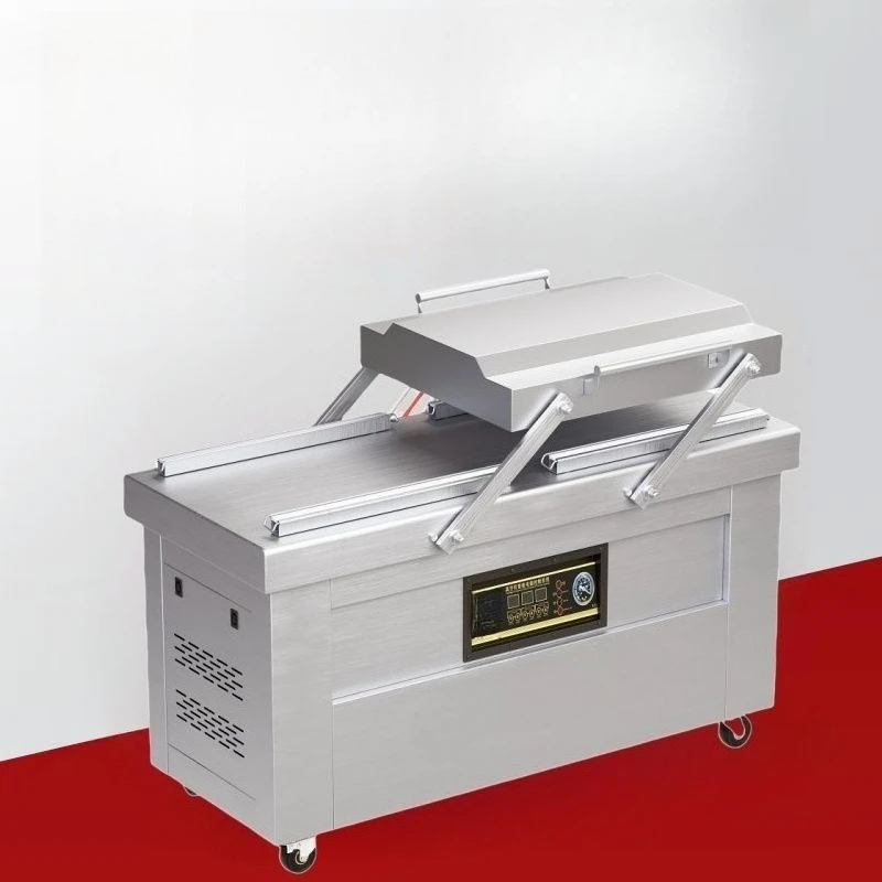 

Automatic vacuum machine Double chamber vacuum machine Large commercial packaging fresh and cooked food evacuation and sealing