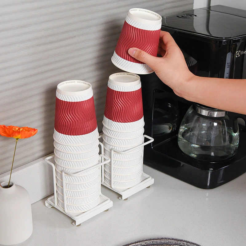 Coffee Station Organizer Paper Cup Holder Coffee Condiment Tea Bags Storage Rack for Home Kitchen Office