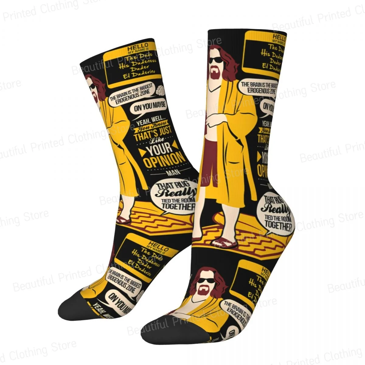 The Big Lebowski The Dude Quotes Men Women Happy Socks Cycling Novelty Four Seasons Stockings Gift