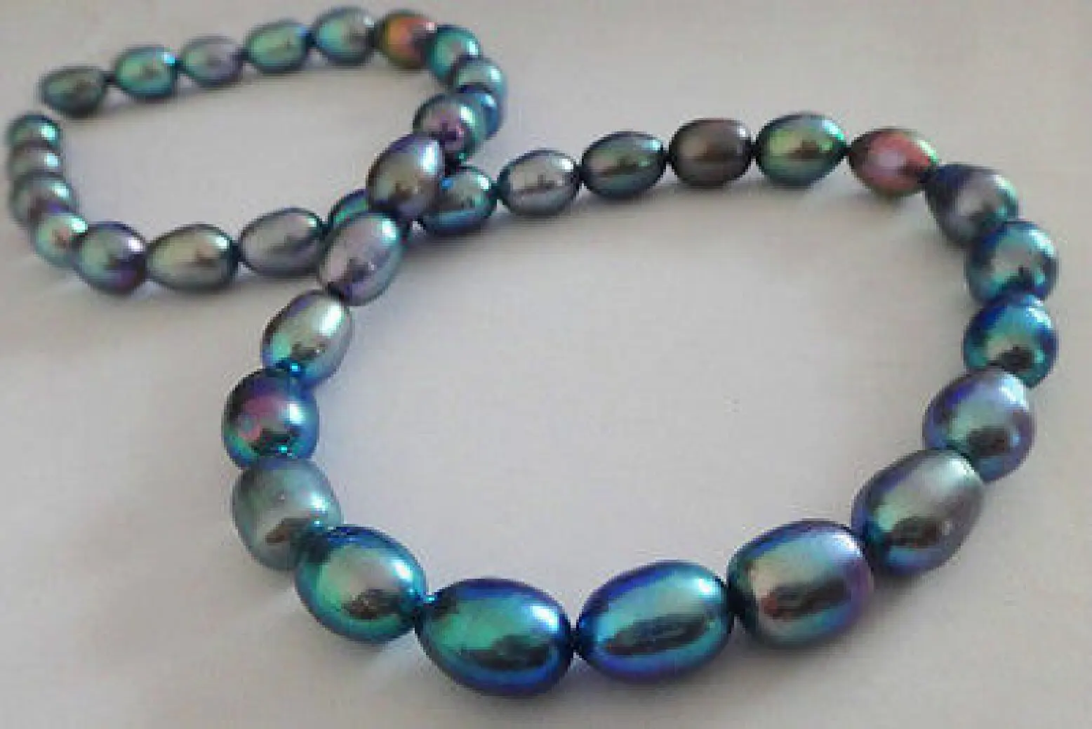 

HOT Wholesale NATURAL 18"12X10MM TAHITIAN GENUINE PEACOCK BLUE GREEN PEARL NECKLACE AAA+