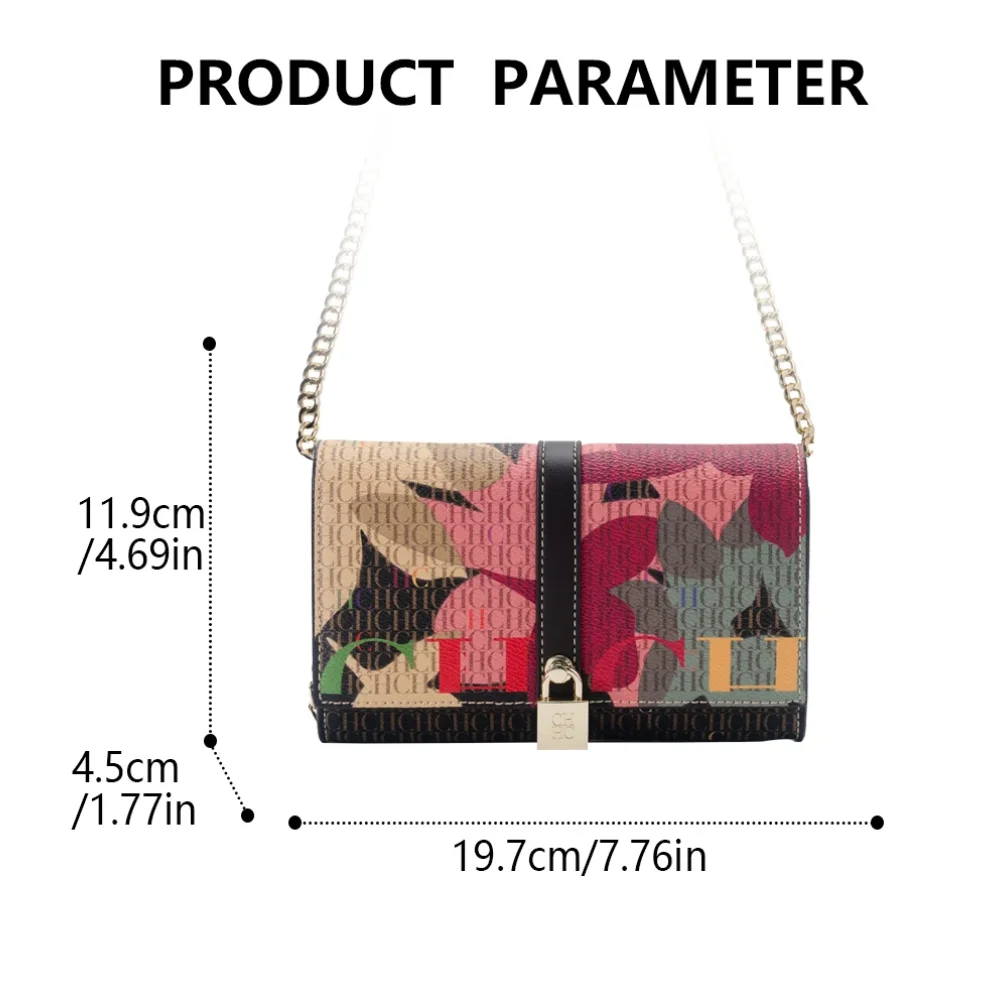 CH Chain Bag with Floral Letter Print Lock Design High Quality PU Material Women's 2026 Designer Shoulder Bag image 6