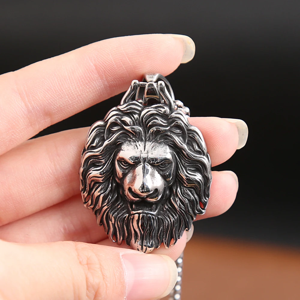 فاسق خمر الأسد رئيس قلادة قلادة للرجال بنين القوطية 316L الفولاذ المقاوم للصدأ الحيوان القلائد خاتم هدايا مجوهرات أنيقة بالجملة #5
