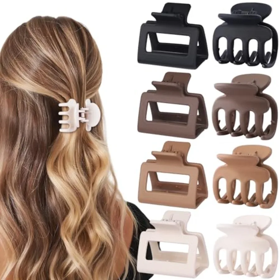 Matte Non-Slip Rectangle Jaw Clips for Thin Hair