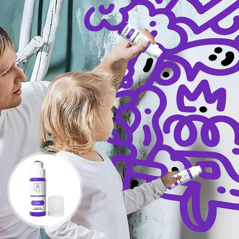 Mop Marker Quick Drying 18mm Tip Acrylic Marker Pen Permanent 60ml Mop Graffiti Marker Waterproof Fade-Resistant Graffiti