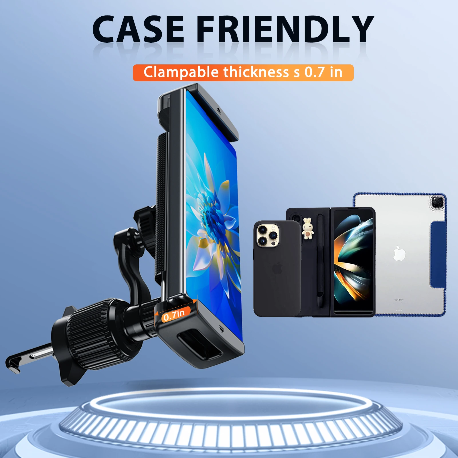 

Автомобильный держатель для телефона Eary, крепление для вентиляционного отверстия, удлиненный крючок для стойки, кронштейн для автомобильной подставки с 360° ° Поворот для Samsung iPhone Zfold 7 6.