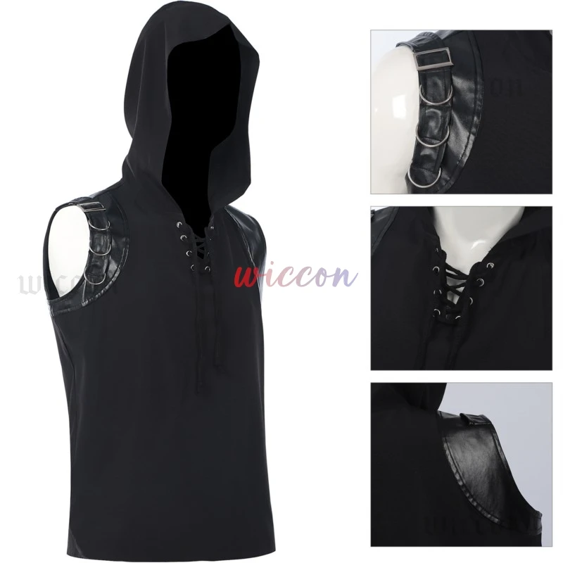 ฮาโลวีนเครื่องแต่งกายสําหรับชาย Medieval Victorian Hoodie เสื้อกั๊กฮาโลวีน Renaissance Gothic แฟชั่น Playeras Para Hombres ชุด