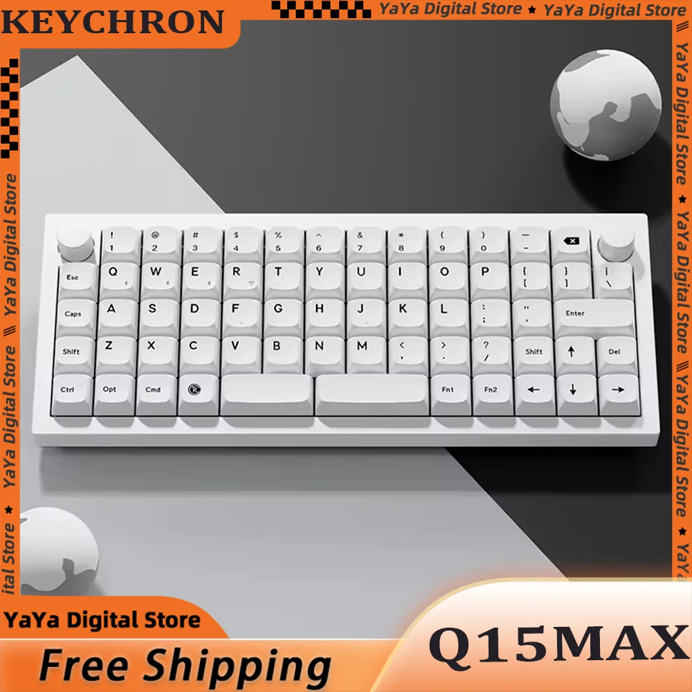 

Original Q15MAX Mechanical Keyboard Multifunctional Knob Three Mode Hot Swap RGB Wireless Gaming Keyboard Gasket PC Gamer Office