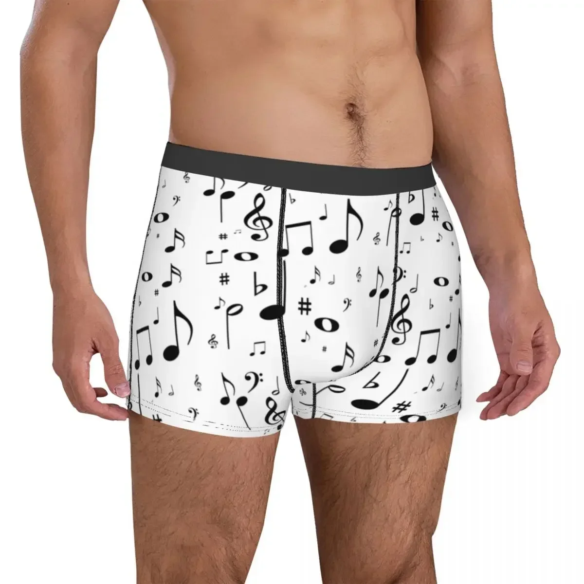 Calzoncillos Bóxer divertidos para hombre, ropa interior transpirable, con notas musicales, de talla grande