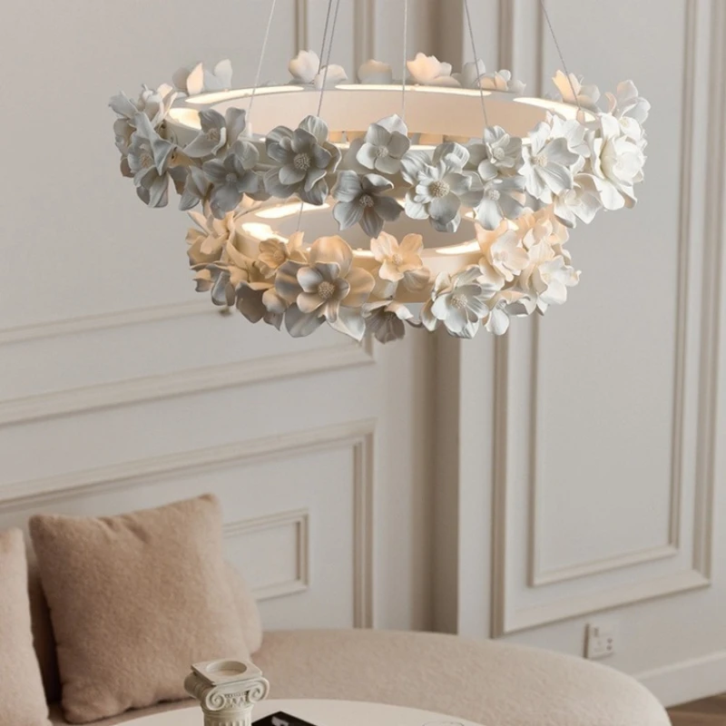 French cream wind chandelier living room dining room retro wind chandelier original design idyllic flowers