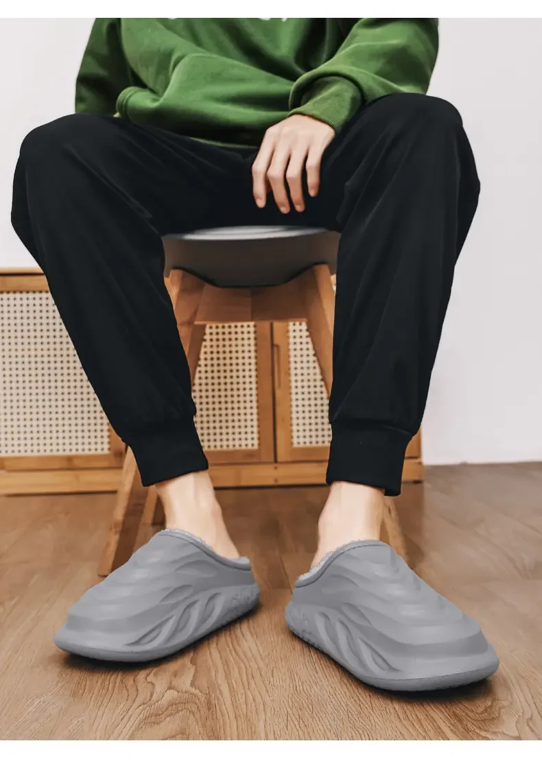 Winter-Wärme-Hausschuhe für Herren, EVA, wasserdicht, mit Fleece-Futter, dicke Sohle, rutschfest, für drinnen und draußen, Winter-Hausschuhe für Männer. – Detail 11