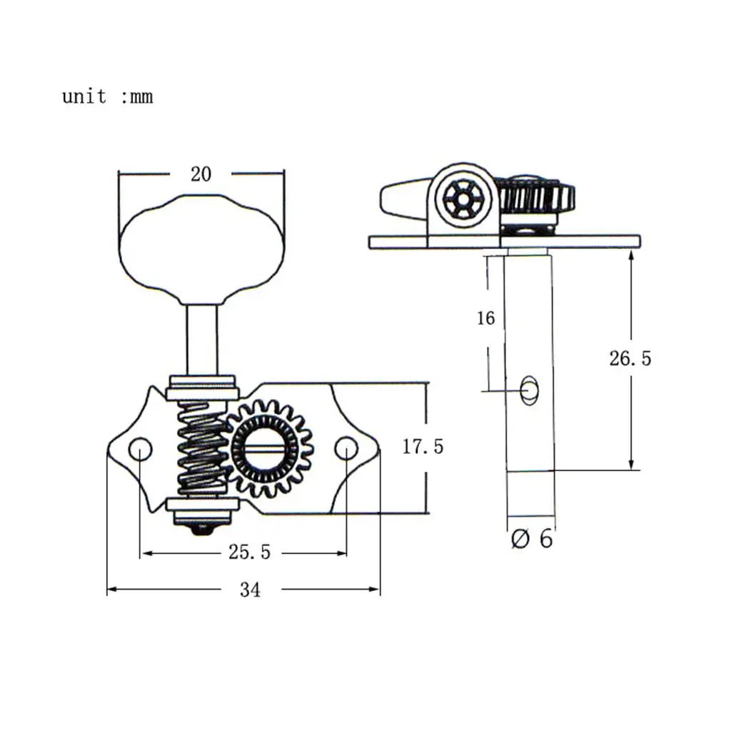 

3L3R Tuning Pegs 1 to 18 Gear Ratio Machine Heads Set for Acoustic Classical Guitar Replacement Accessories