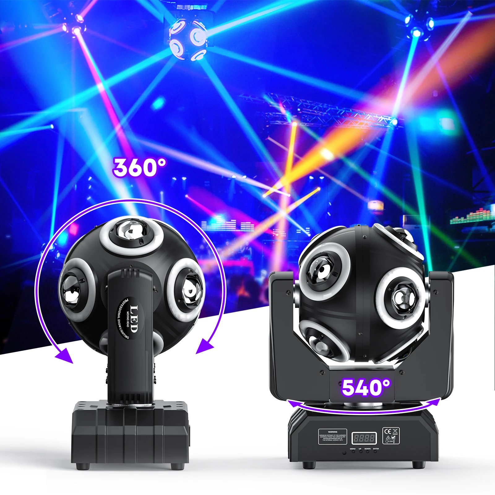Fieryzeal 150W LED Beam Light DMX512 Laser Light Moving Head Lights RGBW DJ Stage Rotation Laser Dj Disco Ball Stage Lights