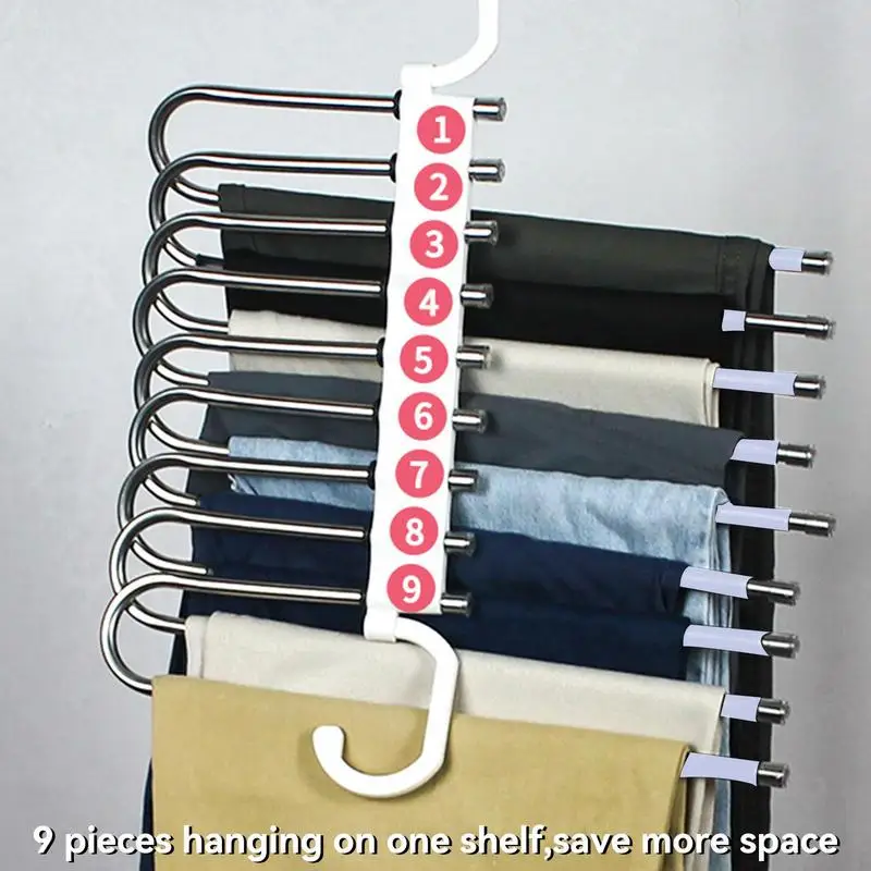 Pant Hangers Stainless Steel Multiple Layers Jean And Leggings Hanger Multifunctional Scarf Holder Closet Hangers With Two