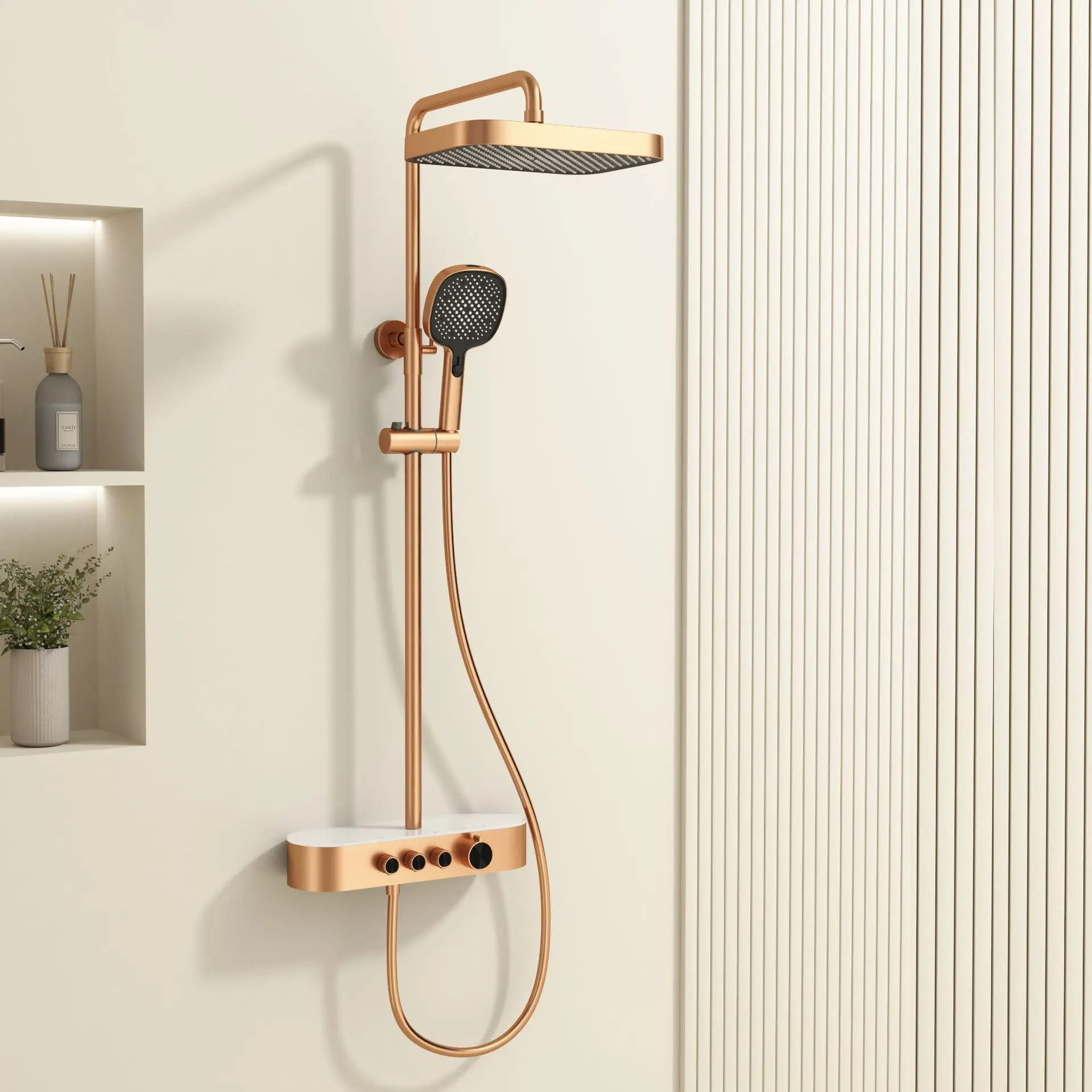 European Minimalist Shower Set Brass Rain Shower Head Bathroom Fixture