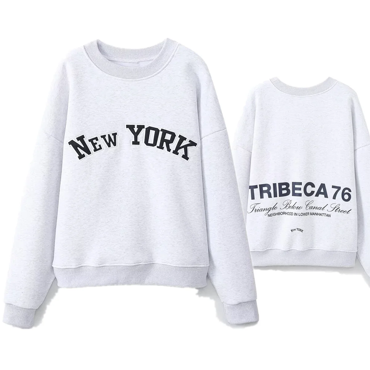 

Jenny&Dave 2025 Autumn And Winter American Retro New York Letter Print Round Neck Plush College Style Loose Pullover Sweatshirt