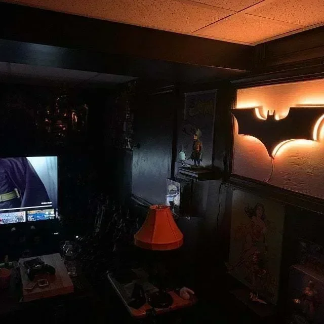 Batmanes lampu gantung dinding untuk malam, lampu gantung dinding kamar tidur, dekorasi rumah atmosfer kelelawar kreatif 3D banyak warna