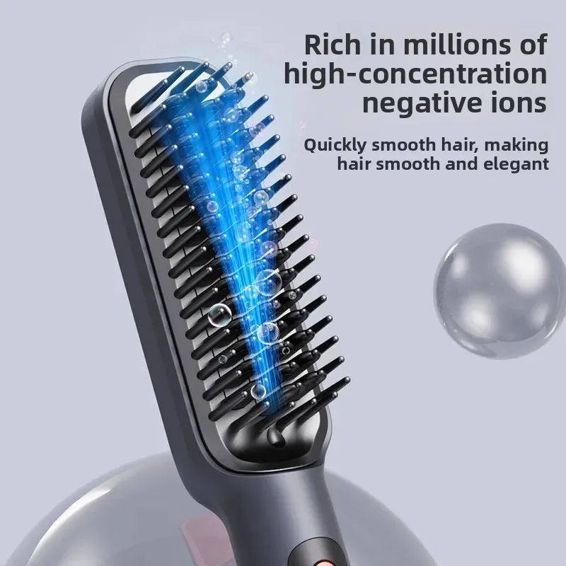 LCD Electric Hair Straightener Comb Negative Ion Anti-Scald Dual Use for Straightening and Curling Fast Heating Styling Tool