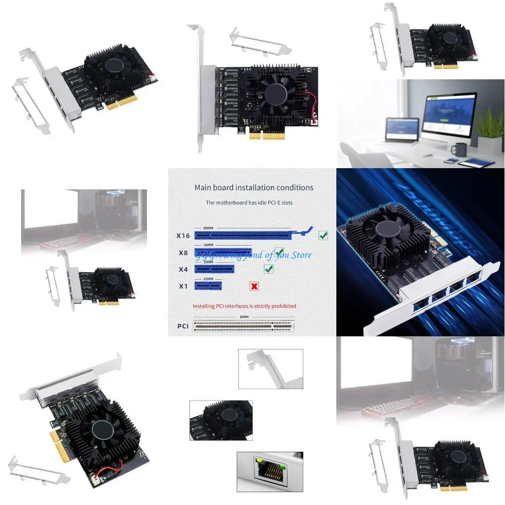 

H9EB PCIE3.0X1 to 2.5Gbps Ethernet Adapter Card 4xRj45 Port Easy Networking Expansion