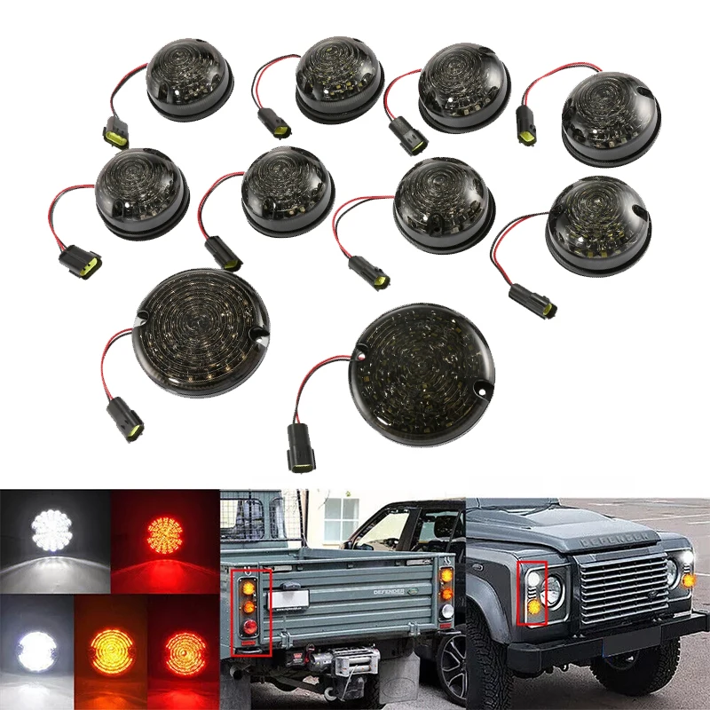 

10pcs Signal Lamps Assembly Rear Front Fog Light Stop Brake Reversing Light Turn Signal for Land Rover Defender 90/110 1983-2019