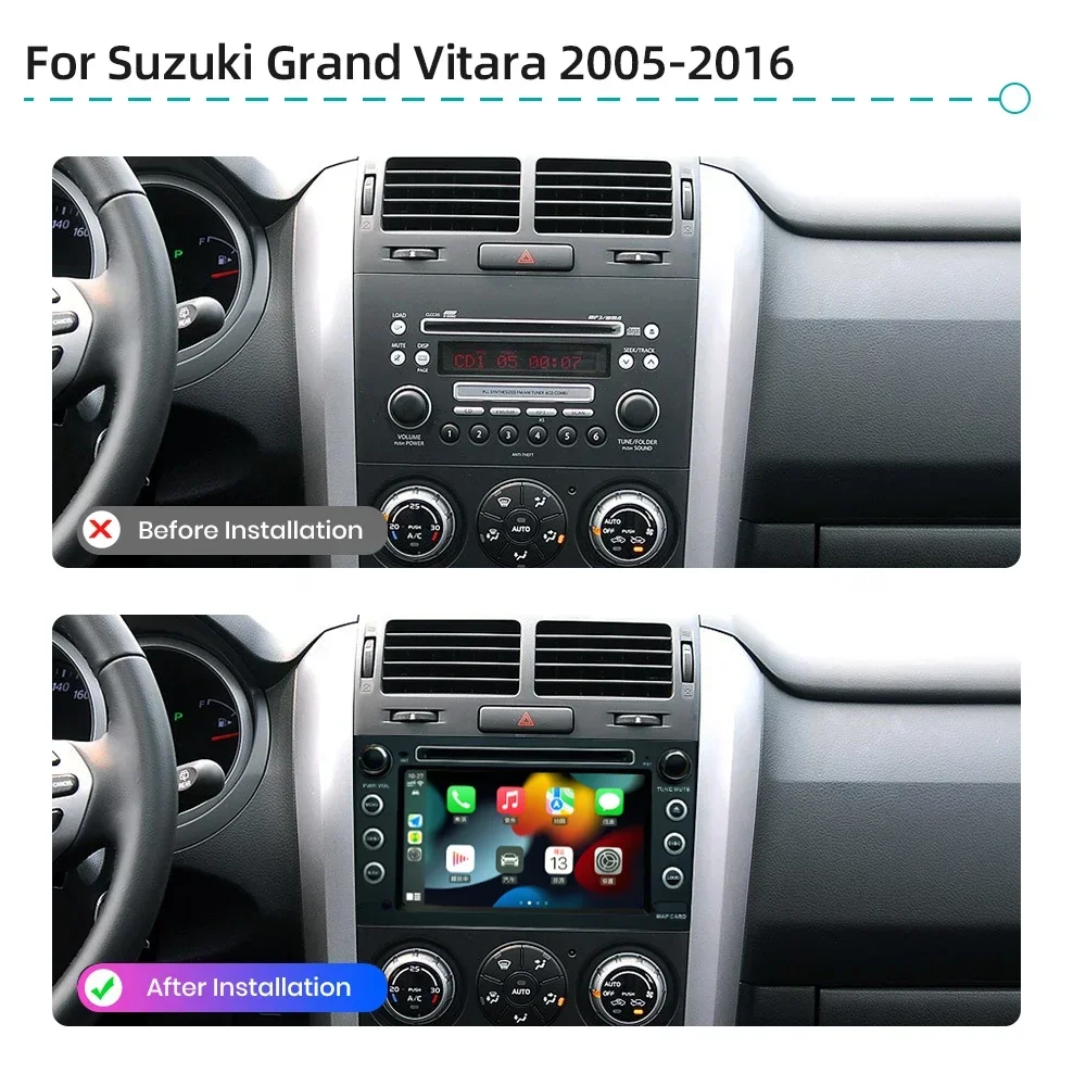 Android 13 Qualcomm 8G 256G CarPlay GPS Navigation WiFi Bluetooth Car Multimedia Player Radio For Suzuki Grand Vitara 2005-2016