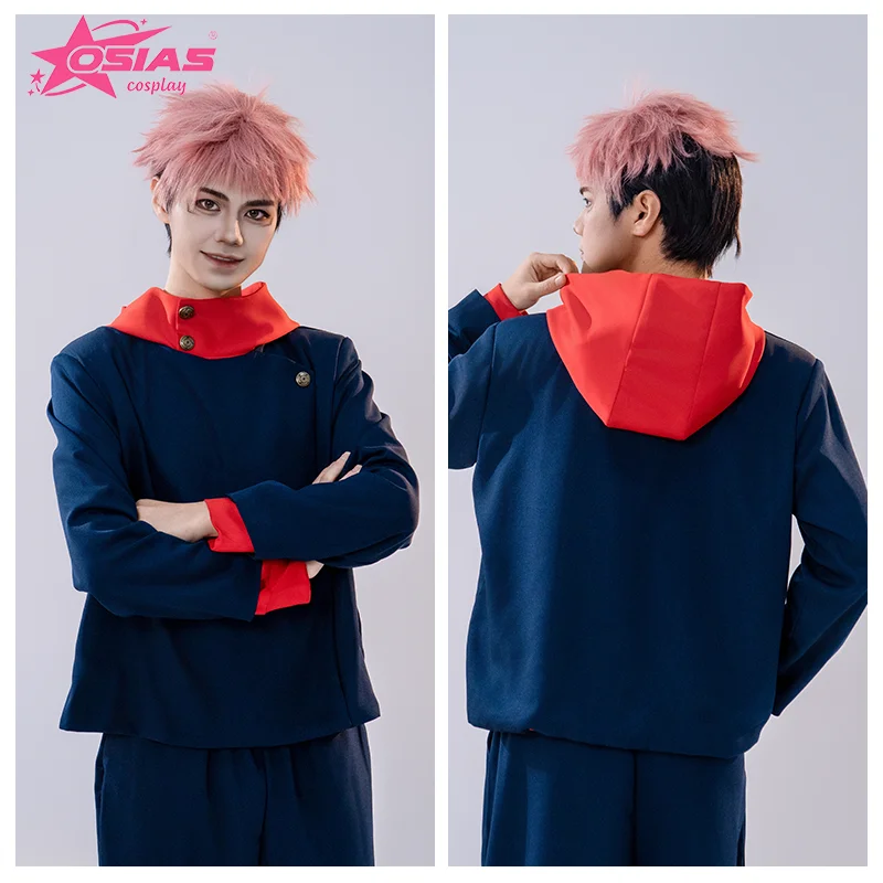 OSIAS Itadori Yuji conjunto de disfraz de Cosplay Itadori Yuji peluca Itadori Yuji zapatos Jujutsu Kaisen