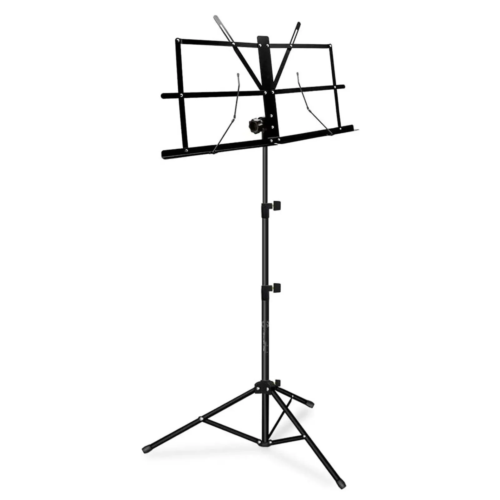 Folding Sheet Music Stand Black Space Saving Adjustable Height Stable Music Score Stand for Performance