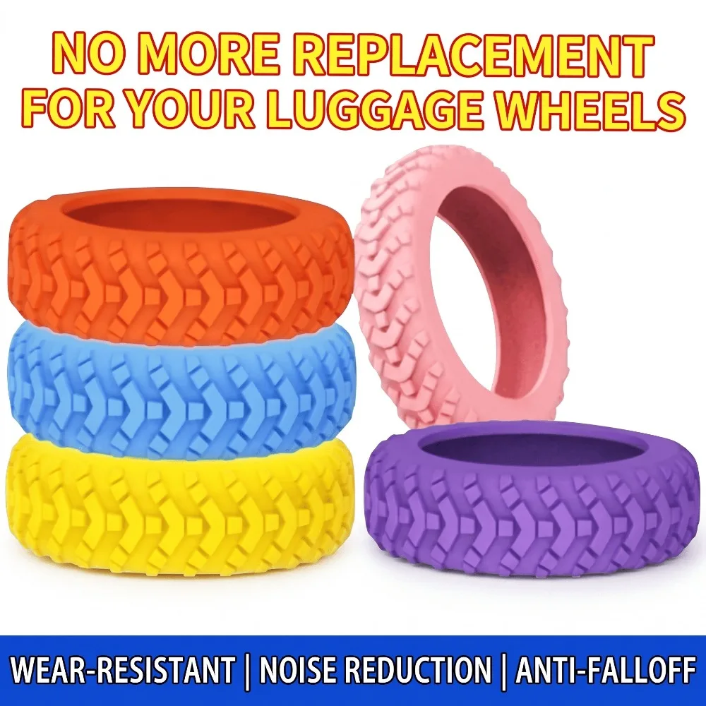 8pcs Silicone Luggage Wheel Covers, Shockproof Quiet Protectors, Non-Slip Machine-Washable Caps in 6 Colors for Suitcases Set