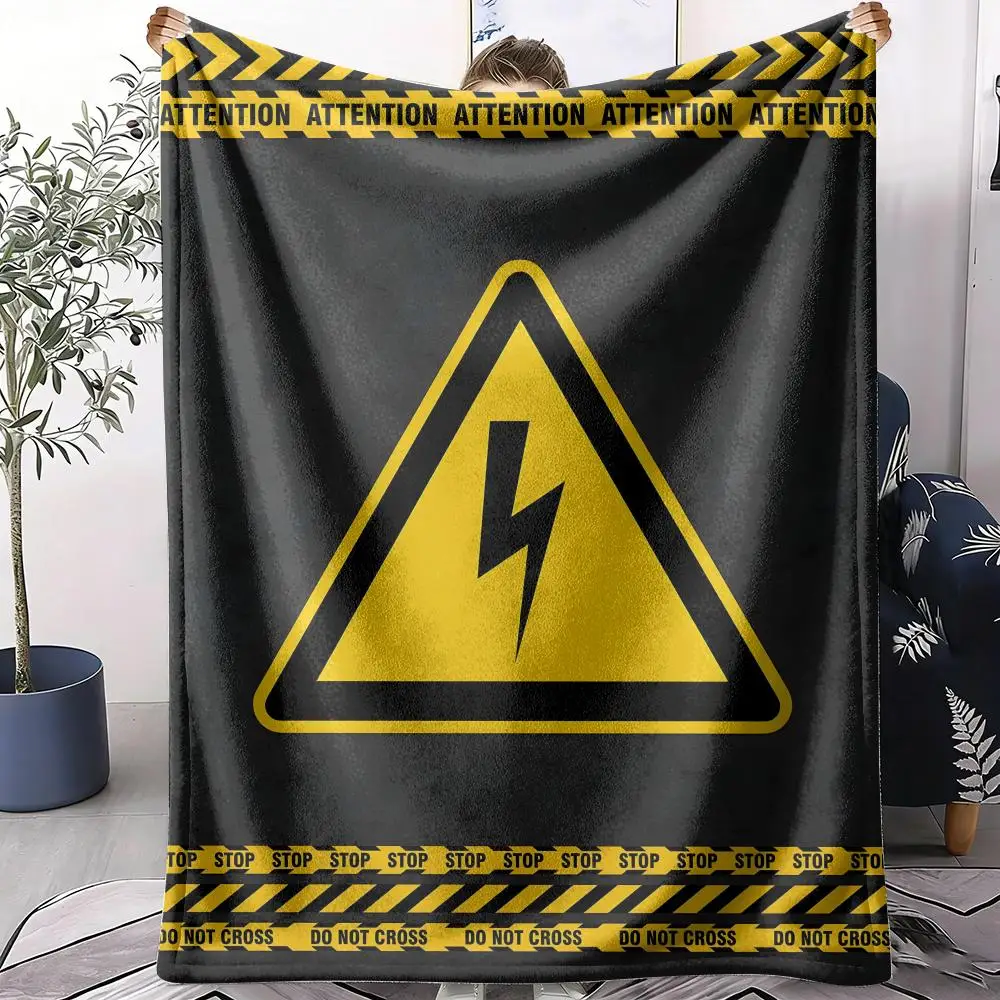 High Voltage Sign Throw Soft Flannel Throw Summer AC Blanket Lightweight Cool Nap Blanket for Sofa Bed Couch Travel
