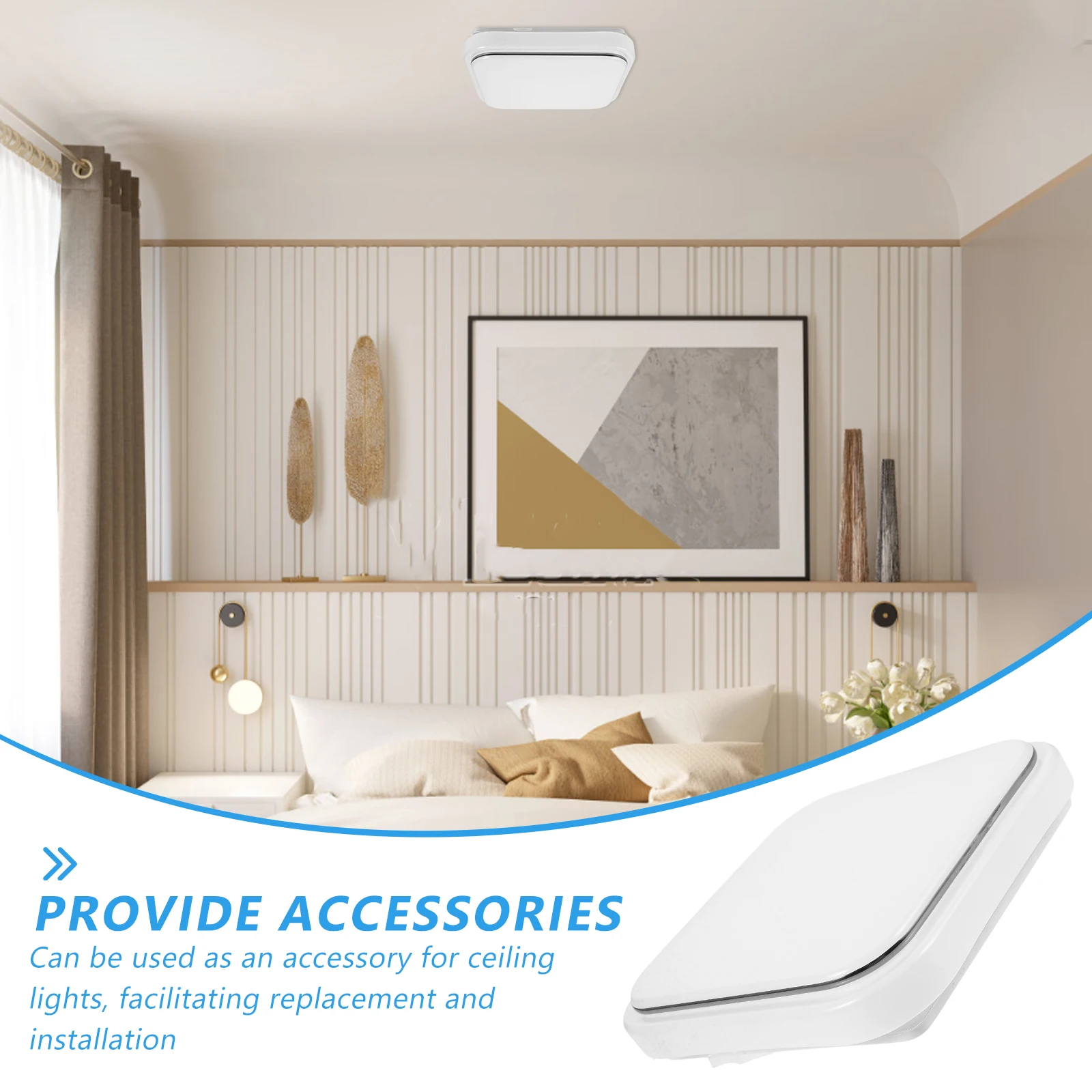 

Ceiling Light Shade Square Lampshade Easy Install Stylish Lighting for Bedroom Living Room Home Decor Light Covers