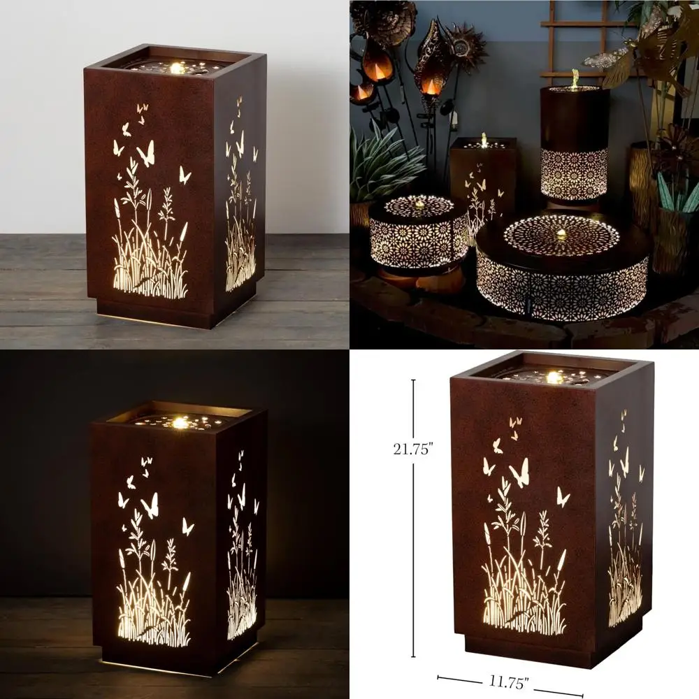 

Compact Copper Butterfly Water Fountain with LED Light, Ideal for Desk Meditation and Indoor Relaxation