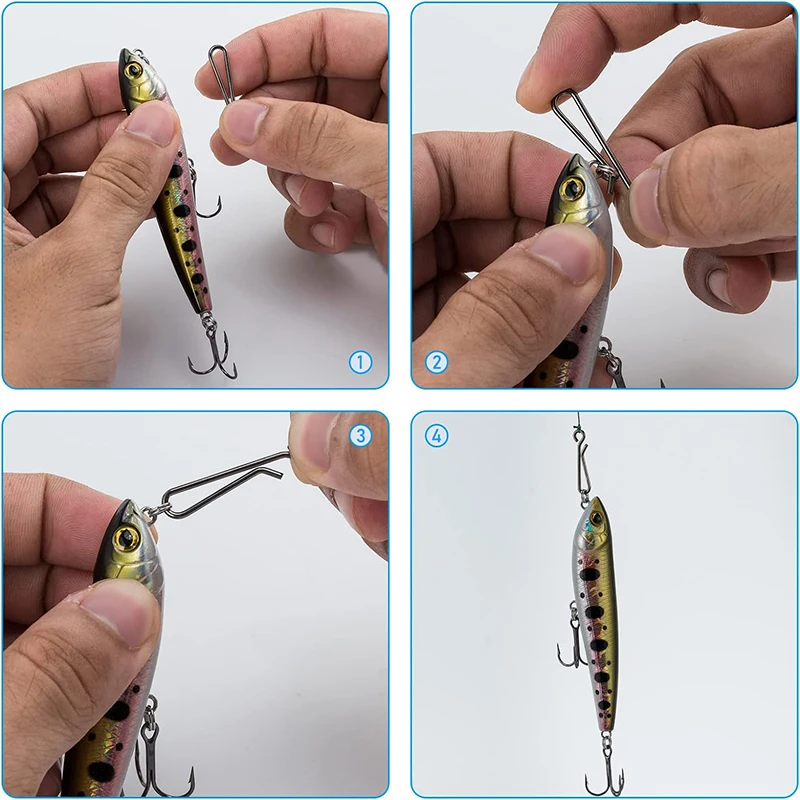 FTK 50Pcs Snap Tackle Connector Stainless Steel Fishing Accessories Lure Line Hook Fish Carp Tool Pin Rig Sea Solid Rings