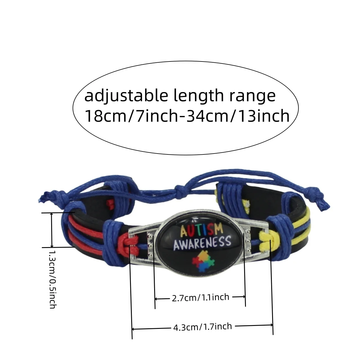 1-piece Autism Mom Dad autism family bracelet jigsaw puzzle heart leather wax rope woven bracelet charity support accessory