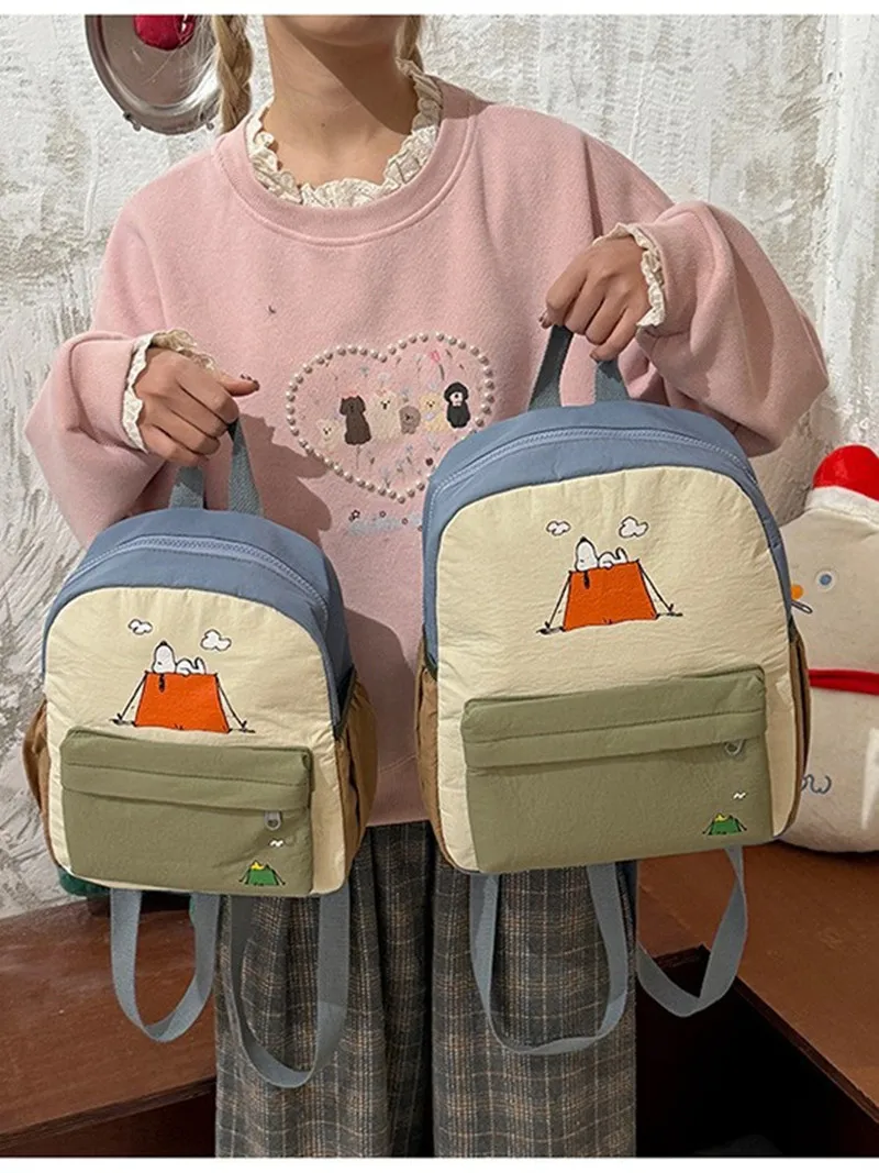 

Школьная сумка Snoopy, новый детский сад, нейлоновая школьная сумка с рисунком для мальчиков и девочек, милый маленький рюкзак с животными на плечо