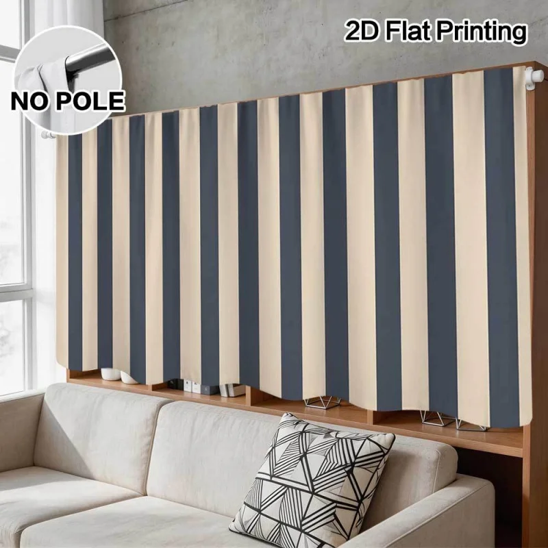 VIKAMA Vertical Striped Kitchen Cabinet Curtains Privacy Half Curtain for Bathroom Entryway Storage Buffer
