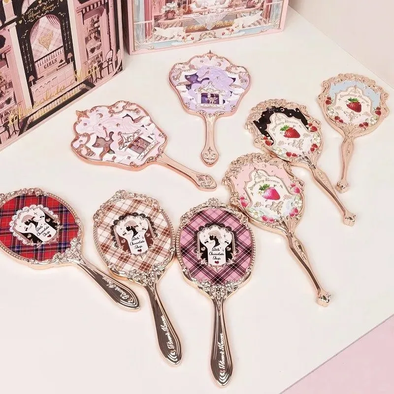 Flower Knows Mirror Midsummer Night Little Angel Bunny Garden Mirror Strawberry Cupid Handheld Mirror Shell Jewelry Mini Mirrors