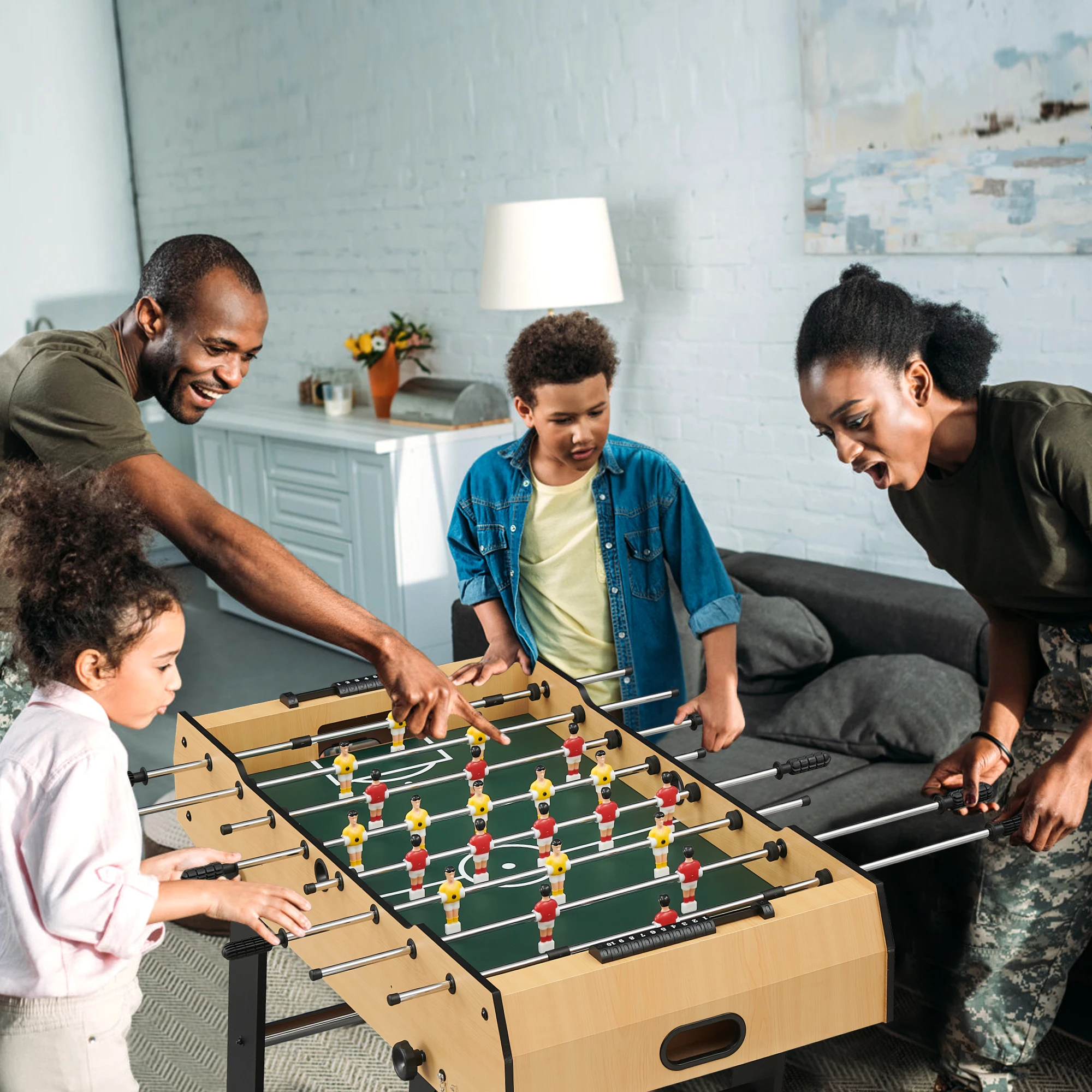 Mesa de futbolín plegable de 48 pulgadas, juego de mesa de fútbol de tamaño sala de juegos para niños y adultos, mesa de salón recreativo para el hogar, sala de juegos interior, deporte