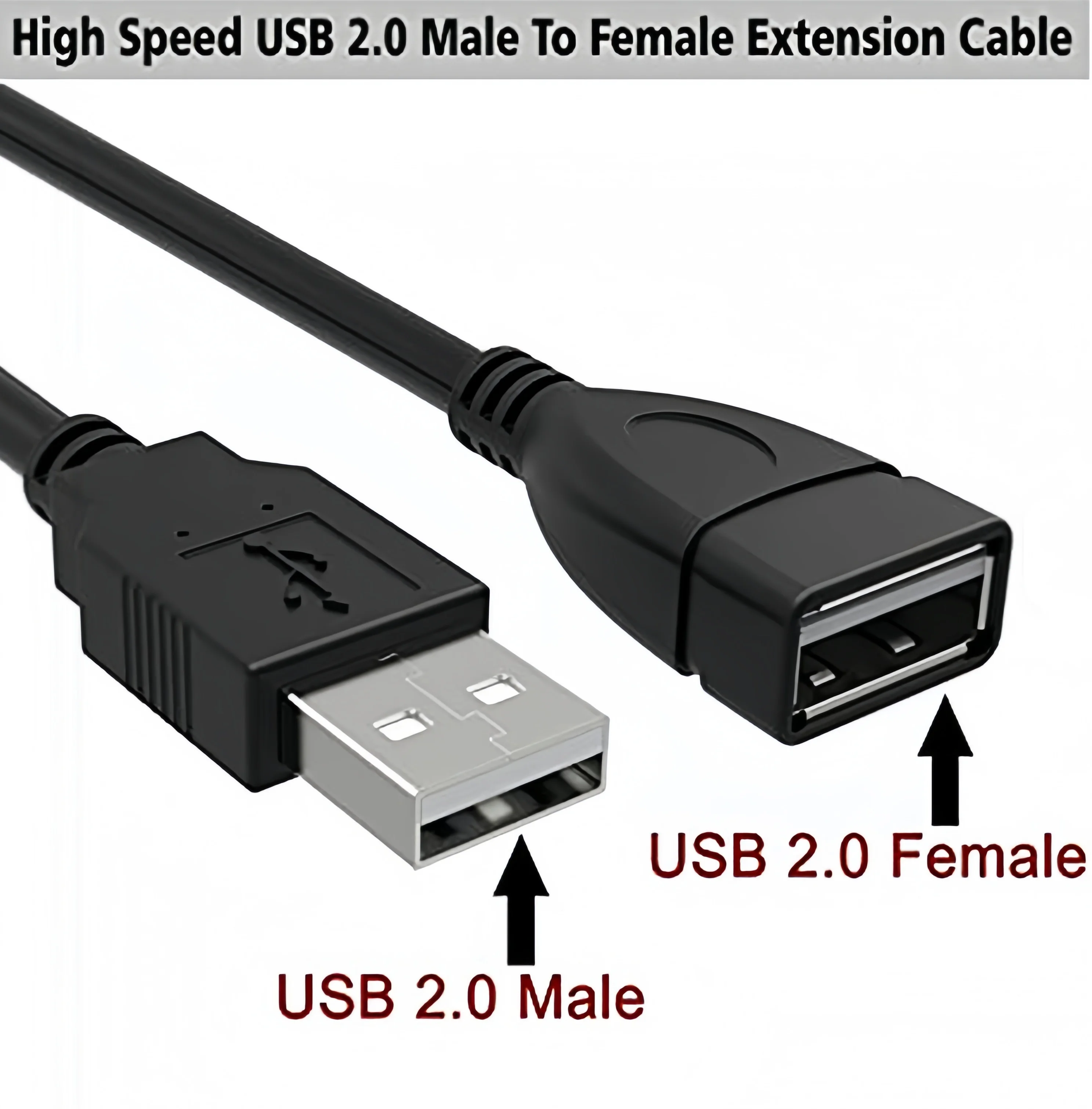 10 Buah Kabel Ekstensi USB2.0 USB A Male To Female Kabel Transfer Data & Pengisian Daya AM Ke AF Kabel Audio & Video