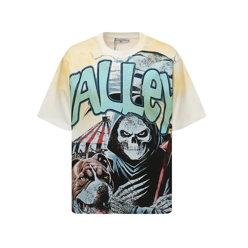 Vale FOREVER Summer Retro Figure Print Washed Vintage Unisex Short Sleeve T-Shirt