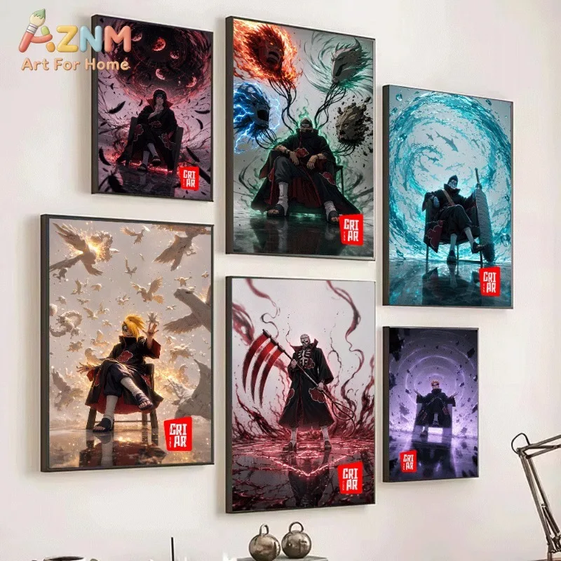 Anime Naruto Akatsuki Members Canvas Wall Art Unframed Canvas Poster Print for Boys Bedroom Living Room Home Decor Gift