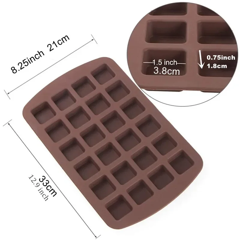 24-Cavitives Mini Brownie Silicone Mold Ice Cube Tray Square Silicon Chocolate Mould Candy Truffles Jelly