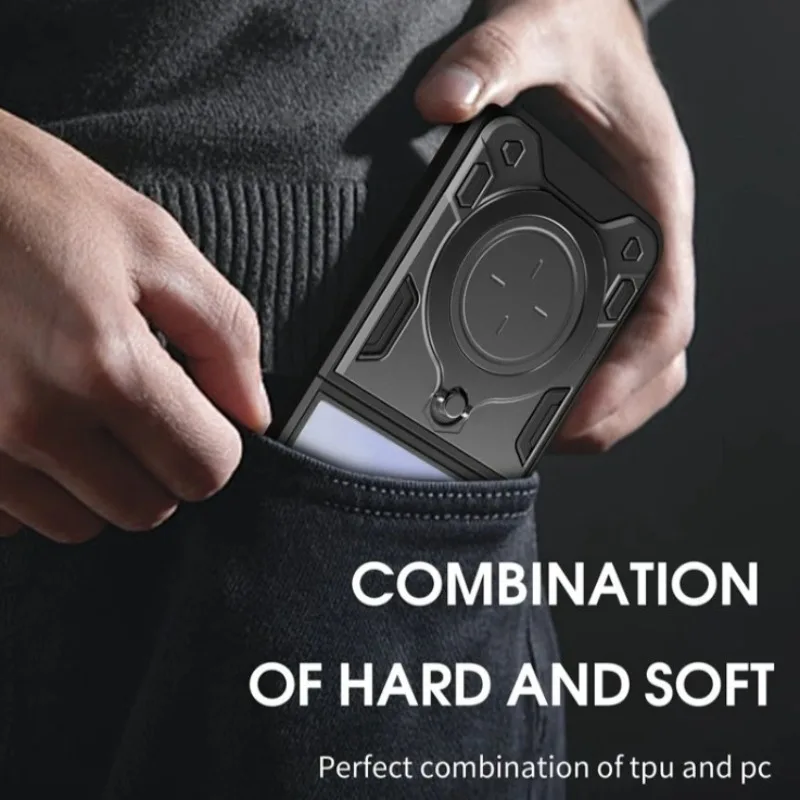 Picture 5: Armor Magnetic Car Holder Protective Cover For Samsung Galaxy Z Flip 7 FE Rotatable Adsorbable Bracket Ring Anti-Drop Flip Cover