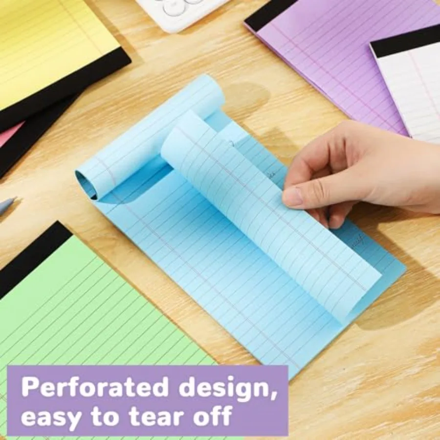 6 Packs Legal Pads, Totally 10 Sheets Colored Legal Pads College Ruled Writing Pads Small Note Pads 30 Sheets/Pad Tablets Lined