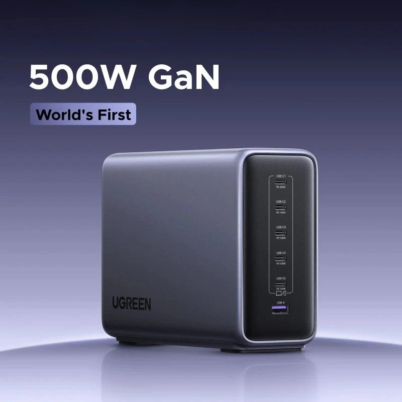 UGREEN 500W GaN Charger 6 IN 1 Desktop Charging Station PD 3.1 240W Max Single Port For MacBook Pro Laptop iPad Tablet iPhone 17