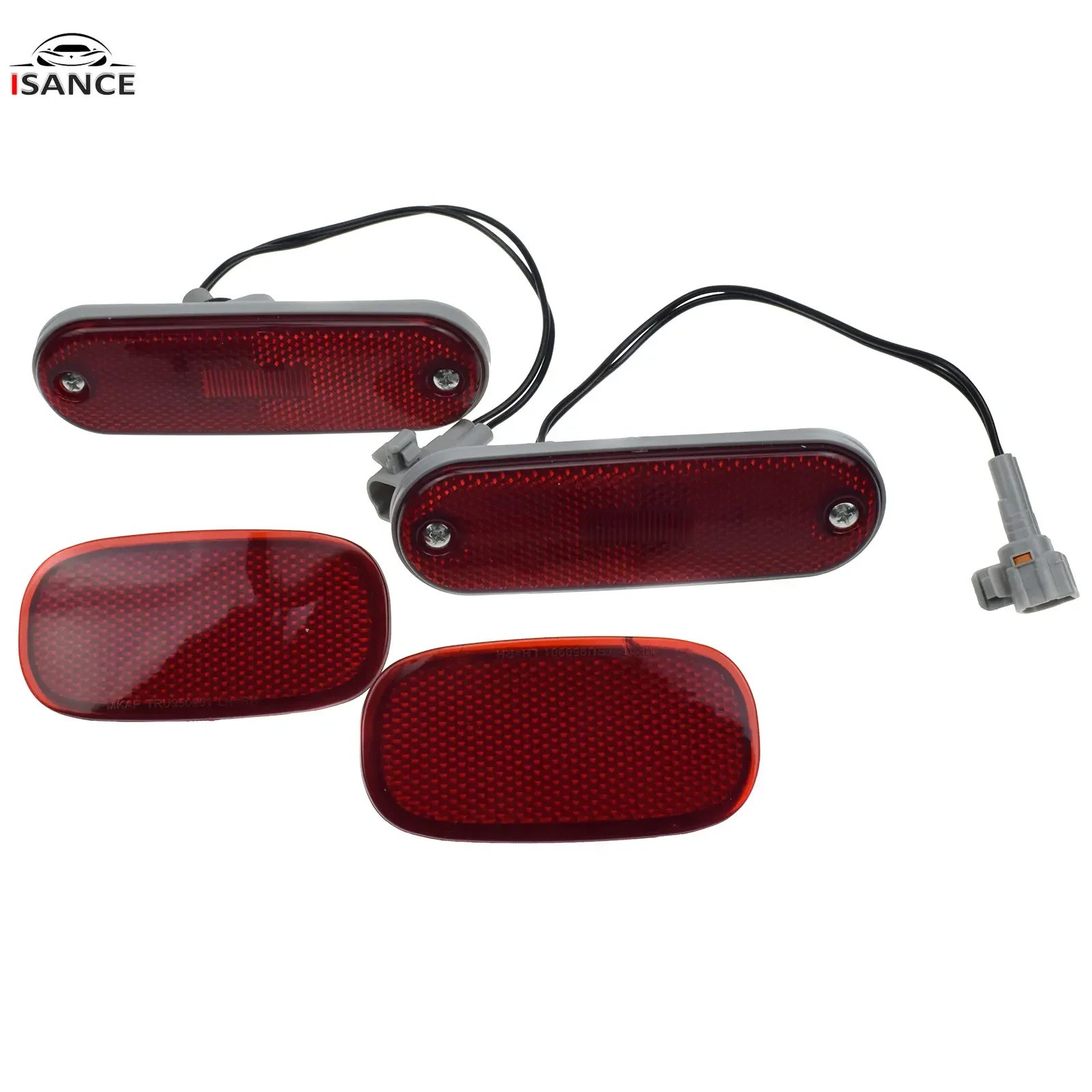 Front Rear Red Bumper Reflector Left/ Right Set for 1996 1997 1998 1999 2000 Toyota RAV-4 2.0L 8175042010 81910-42010