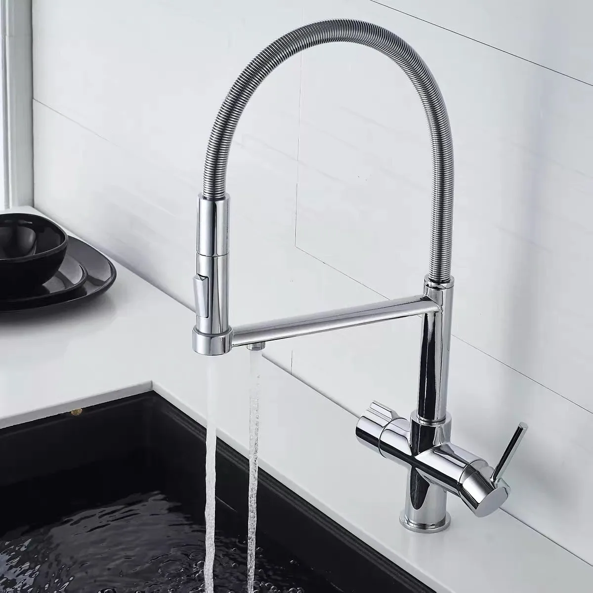 Grey Grey Kitchen Sink Faucet Brass Pull Down Sink Mixer Tap Rotation Lead Free Sink Mixer Taps Single Lever Hot Cold Kitchen Tap - Aliexpress Deal