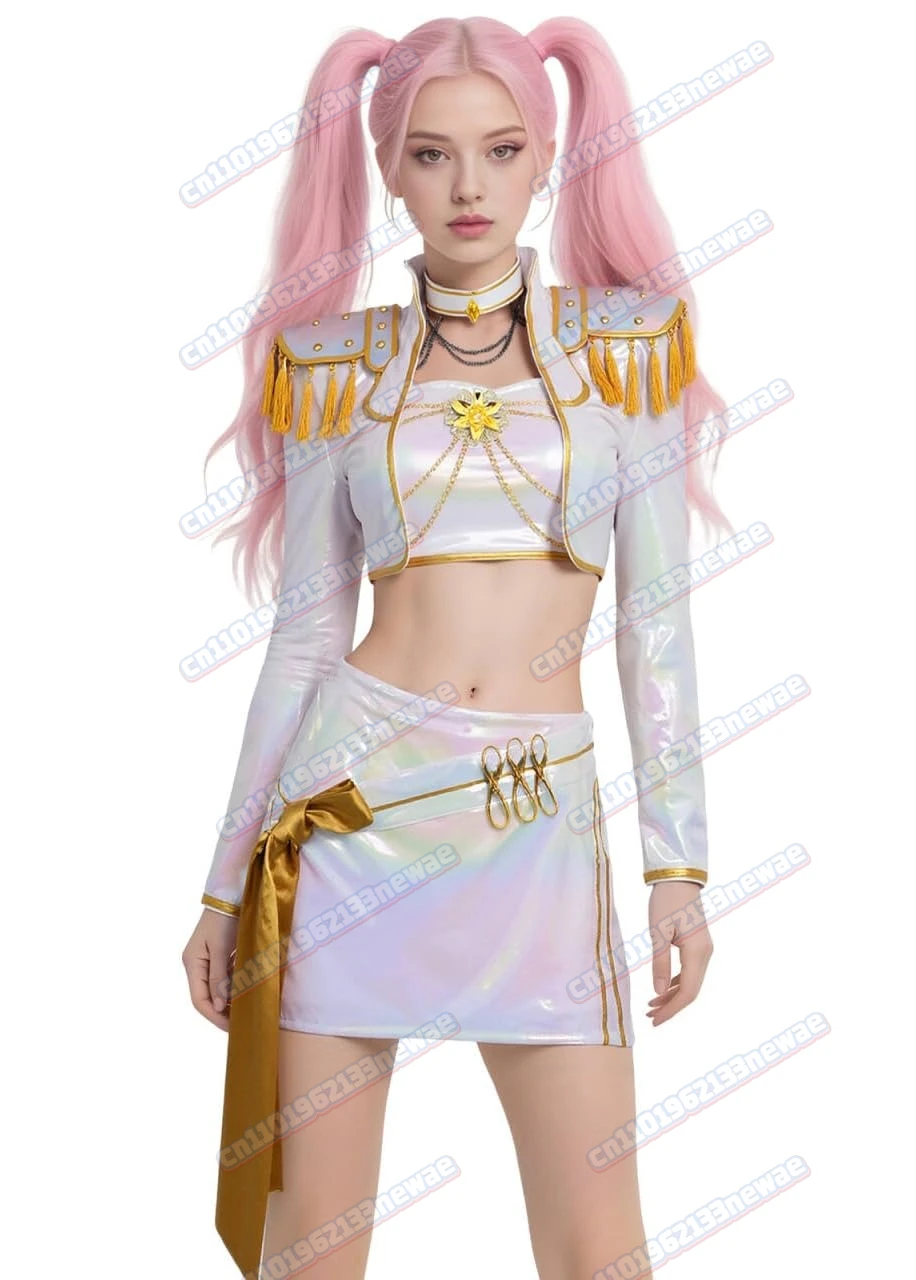 애니메이션 K팝 데몬 헌터즈 조이 루미 미라 코스프레 의상 화이트 PU 가죽 유니폼 롤플레잉 파티 할로윈 카니발 의상