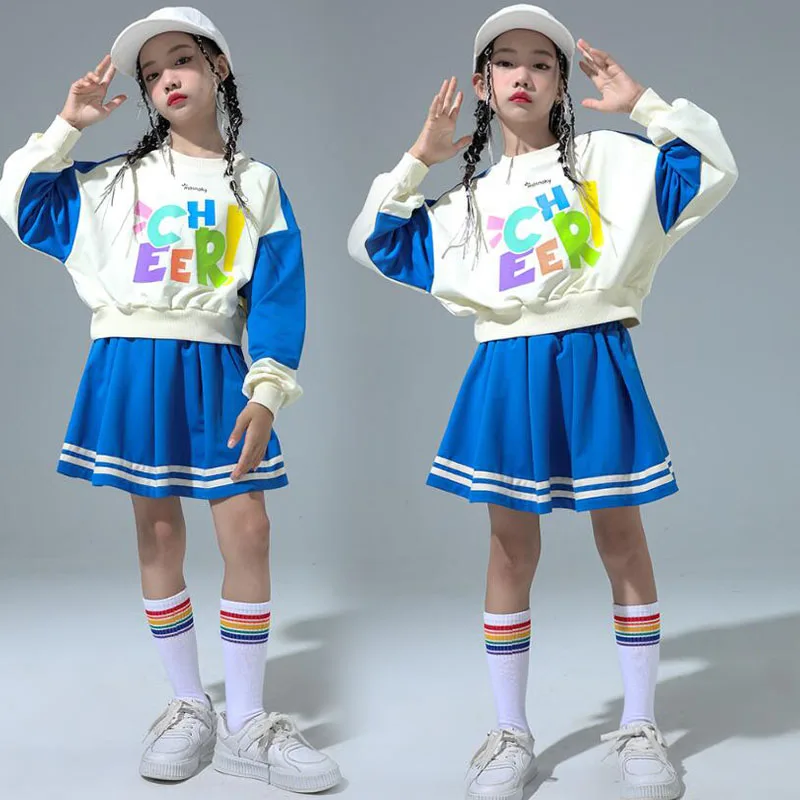 Boys Hip Hop Sweatshirt Joggers Pants Girls Street Dance Mini Skirts Children Sport Streetwear Clothes Sets Kids Jazz Costumes