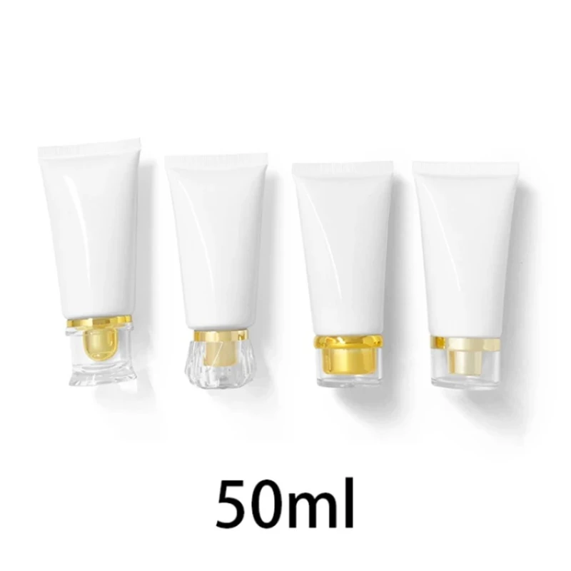 50ml White Plastic Cosmetic Tube 50g Facial Cleanser Container Skin Care Cream Lotion Refillable Packaging Hosepipe Bottle